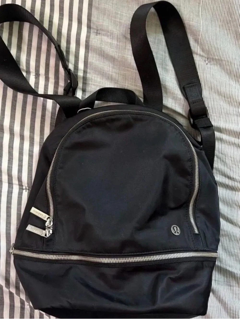 lululemon athletica Black Backpack with Silver Hardware